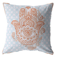 16” Blue Orange Hamsa Boho Suede Throw Pillow