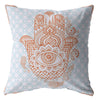 16” Blue Orange Hamsa Boho Suede Throw Pillow