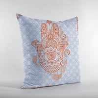 20” Blue Orange Hamsa Boho Suede Throw Pillow