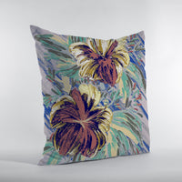 16” Terracotta Hibiscus Suede Decorative Throw Pillow