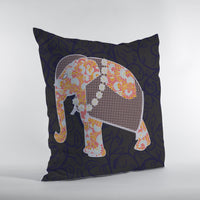 16” Orange Elephant Decorative Suede Throw Pillow