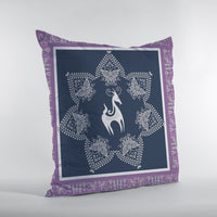 16” Navy Purple Horse Suede Throw Pillow