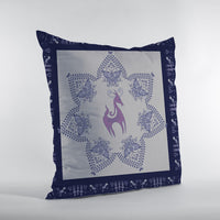 16” Gray Purple Horse SuedeThrow Pillow