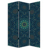 Blue Boho Mandala Three Panel Room Divider Screen