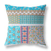 16"X16" Turquoise Microsuede Patchwork Zippered Pillow