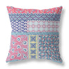 18"X18" Blue And Pink Microsuede Patchwork Zippered Pillow