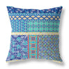 16"X16" Blue And Yellow Microsuede Patchwork Zippered Pillow