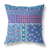 18"X18" Blue And Purple Microsuede Patchwork Zippered Pillow