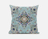 16"X16" Aqua Microsuede Geometric Zippered Pillow