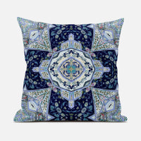 16"X16" Indigo Microsuede Geometric Zippered Pillow