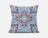 16"X16" Light Blue Microsuede Geometric Zippered Pillow