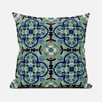 16"X16" Aquamarine Microsuede Quatrefoil Zippered Pillow