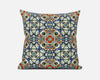 20"X20" Blue And Orange Microsuede Quatrefoil Zippered Pillow