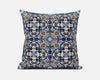 20"X20" Blue And Orange Microsuede Quatrefoil Zippered Pillow