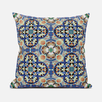 16"X16" Blue And Purple Microsuede Quatrefoil Zippered Pillow