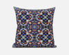 18"X18" Blue And Orange Microsuede Quatrefoil Zippered Pillow