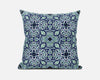 18"X18" Aqua Microsuede Quatrefoil Zippered Pillow