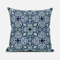 18"X18" Aqua Microsuede Quatrefoil Zippered Pillow