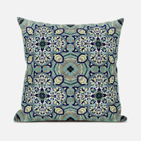 16"X16" Green Microsuede Quatrefoil Zippered Pillow