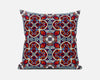 16"X16" Blue And Red Microsuede Quatrefoil Zippered Pillow