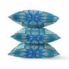 16" X 16" Aqua Blue Blown Seam Geometric Indoor Outdoor Throw Pillow