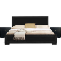 Moma Black Wood Platform King Bed With Two Nightstands