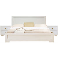 Moma White Wood Platform Queen Bed With Two Nightstands