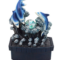 11" Blue Polyresin Dolphins Tabletop Fountain