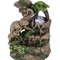 11" Gray  Polyresin Elephant Tabletop Fountain with Light