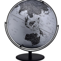 21" Black And Silver Modern Polyresin Globe