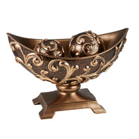 11" Brown And Gold Polyresin Decorative Bowl With Orbs