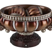 9" Reddish Bronze And Silver Polyresin Decorative Bowl With Orbs