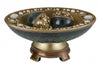 8" Marbleized Green And Gold Polyresin Decorative Bowl With Orbs