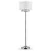 63" Steel Three Light Candelabra Floor Lamp With White Drum Shade