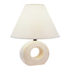 12" Beige Ceramic Bedside Table Lamp With White Empire Shade