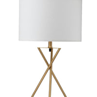 Contemporary Gold Geo Table Lamp with White Shade