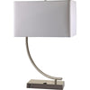 23" Silver Curved Table Lamp With White Rectangle Shade