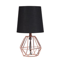 11" Copper Bedside Table Lamp With Black Empire Shade