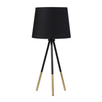 20" Gold Tripod Table Lamp With Black Empire Shade