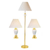 White And Gold Ceramic Floor And Table Lamp Set With Ivory Classic Empire Shade