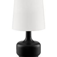 17" Black Metal Bedside Table Lamp With White Shade