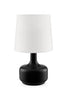 17" Black Metal Bedside Table Lamp With White Shade