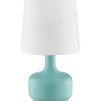 17" Blue Metal Bedside Table Lamp With White Shade