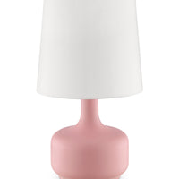 17" Pink Metal Bedside Table Lamp With White Shade