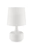 17" White Metal Bedside Table Lamp With Off-White Shade