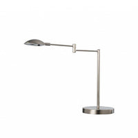 16" Silver Metal Desk Table Lamp With Silver Shade