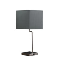 22" Gray Bedside Table Lamp With Gray Square Shade