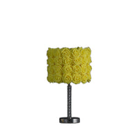 18" Silver Bedside Table Lamp With Yellow Flowers Drum Shade