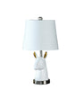 21" Silver Bedside Table Lamp With White Empire Shade