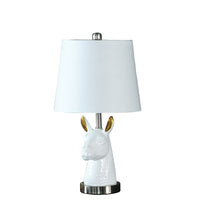 21" Silver Bedside Table Lamp With White Empire Shade